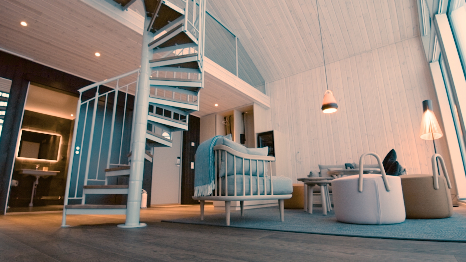 Living room at Arctic Baths in Sweden