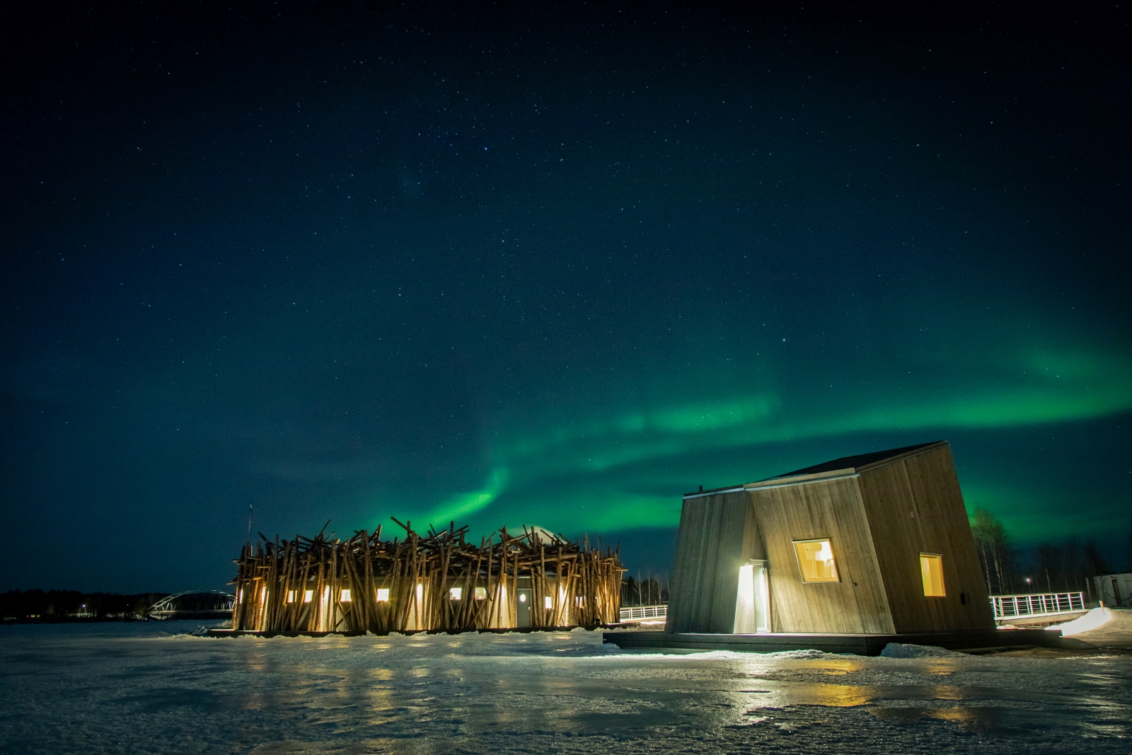 Northern lights at Arctic Baths in Sweden