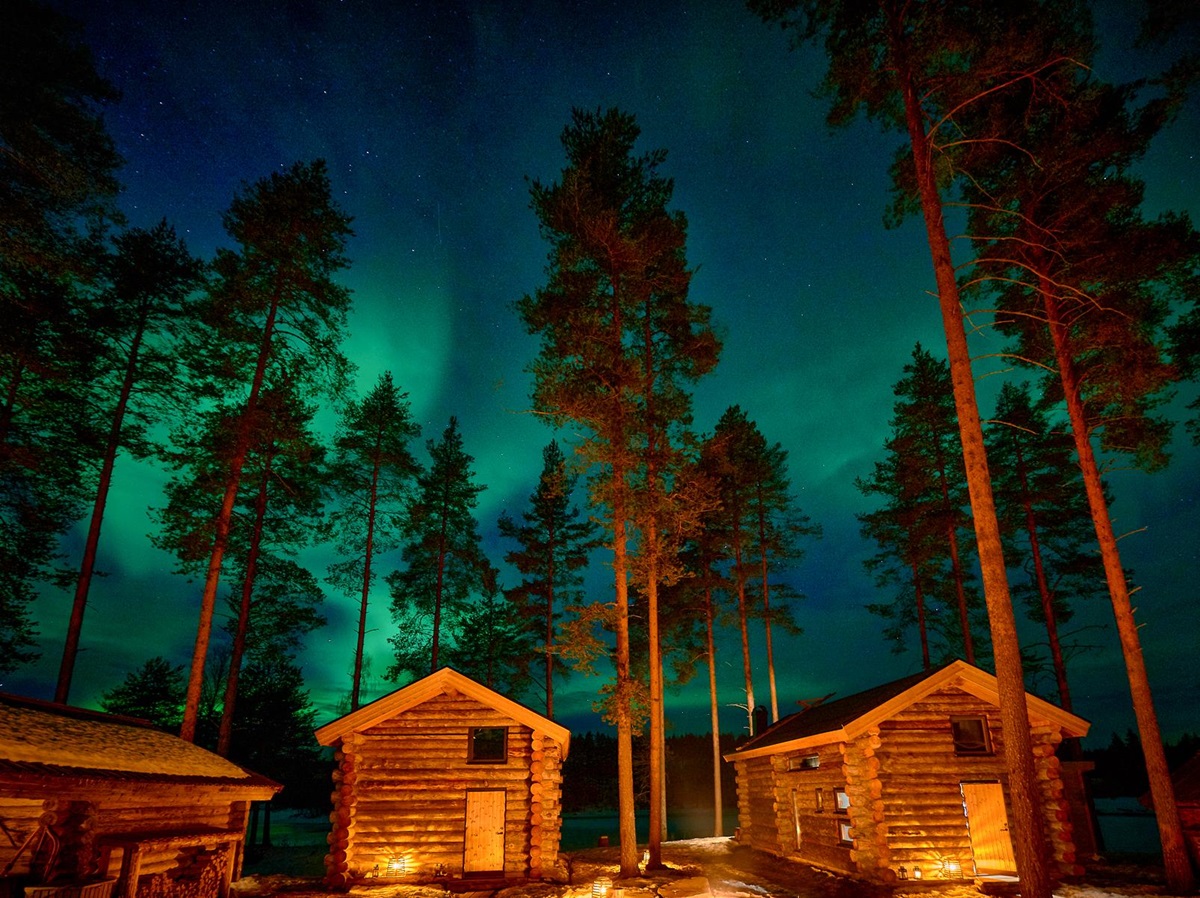 Northern Lights over Arctic Retreat in Swedish Lapland