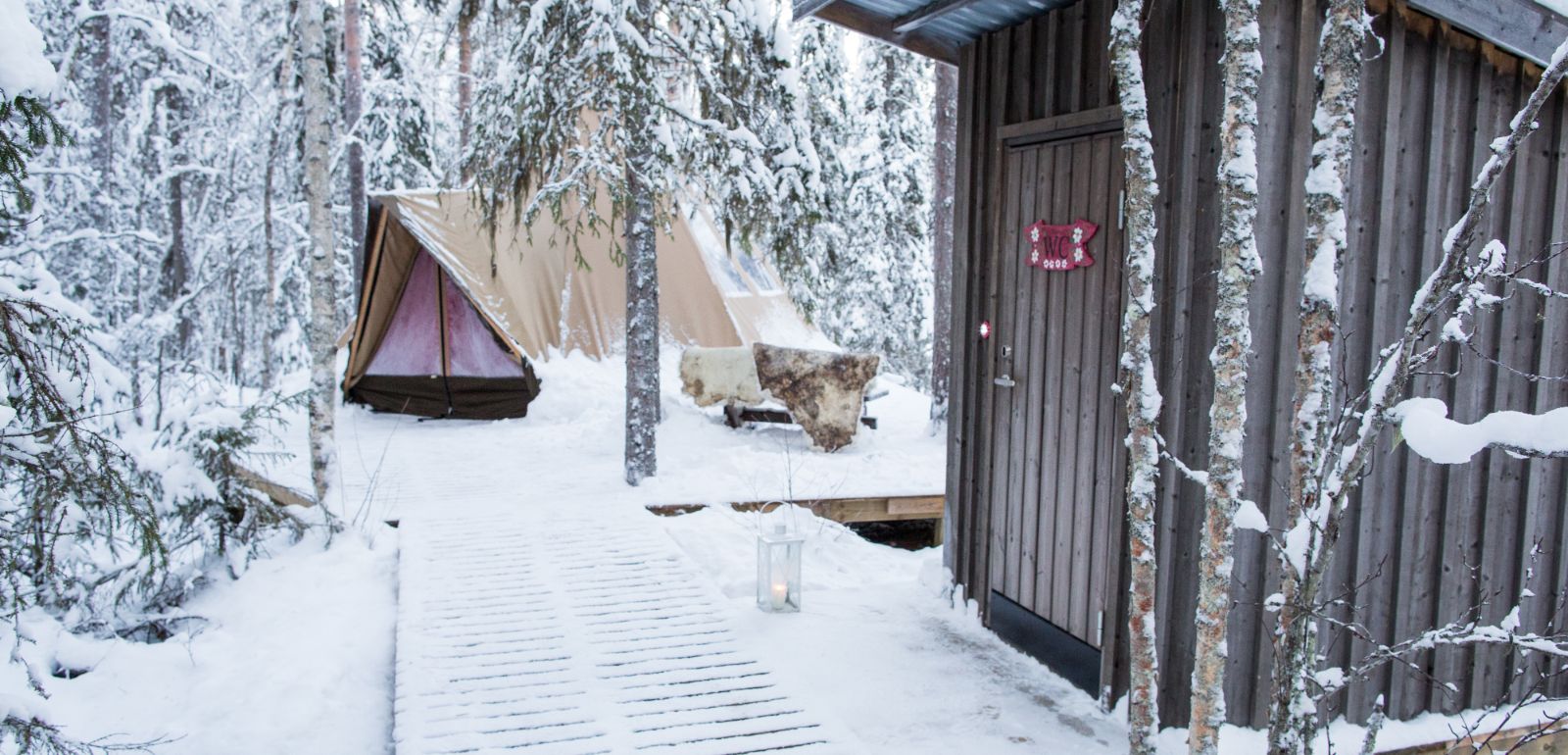 Outside loo at Aurora Safari Camp in Sweden