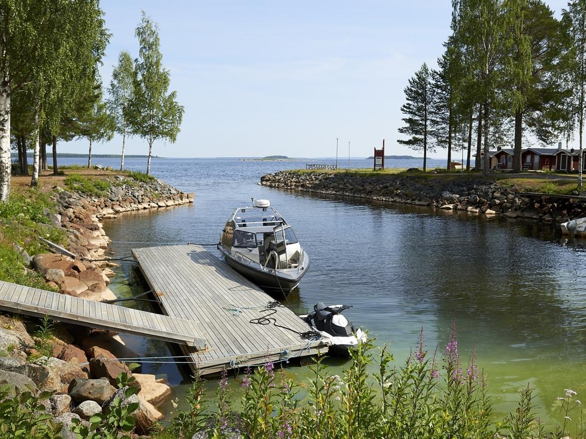 Boat dock in summer at Brandon Lodge in Sweden