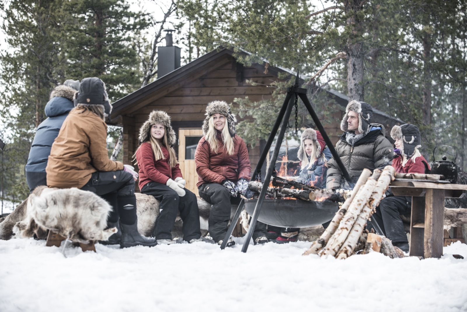 Camp fires at Fjellborg Arctic Lodge in Sweden