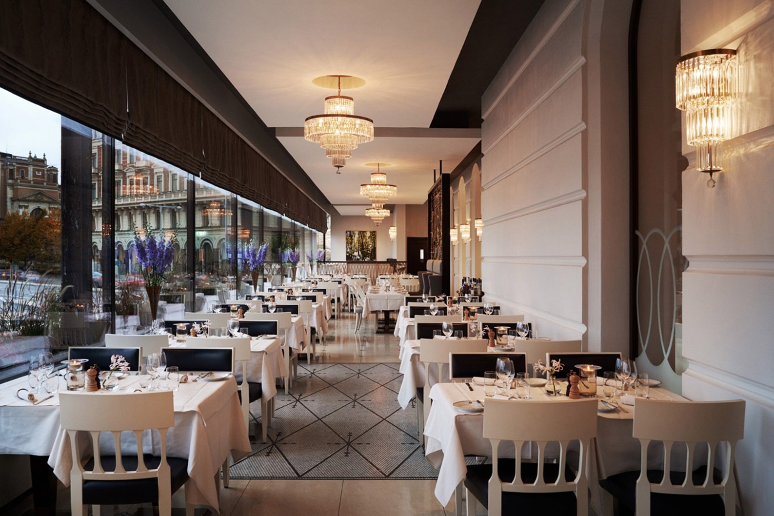 Dining area with extensive windows