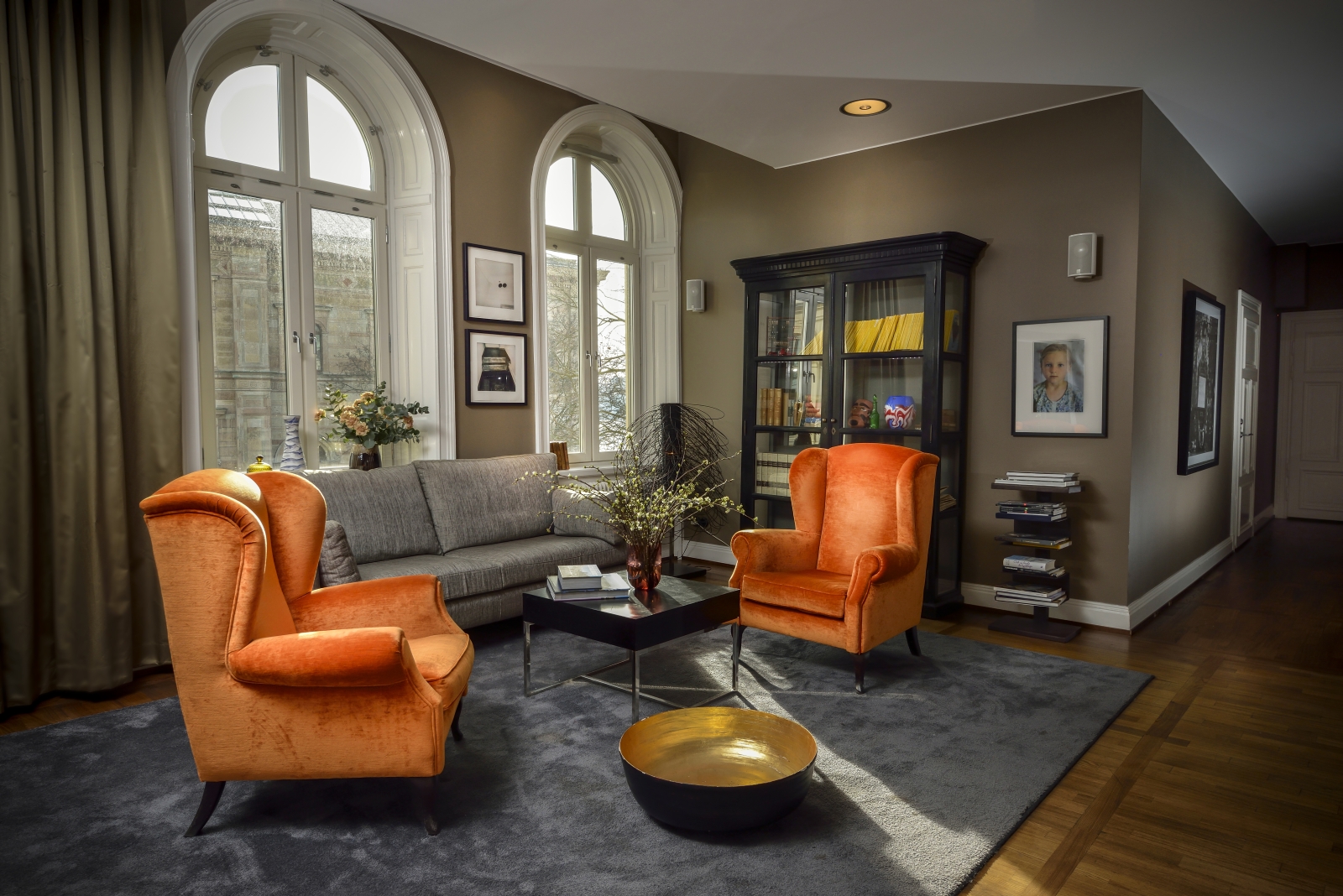 Two orange armchairs at Lydmar Hotel