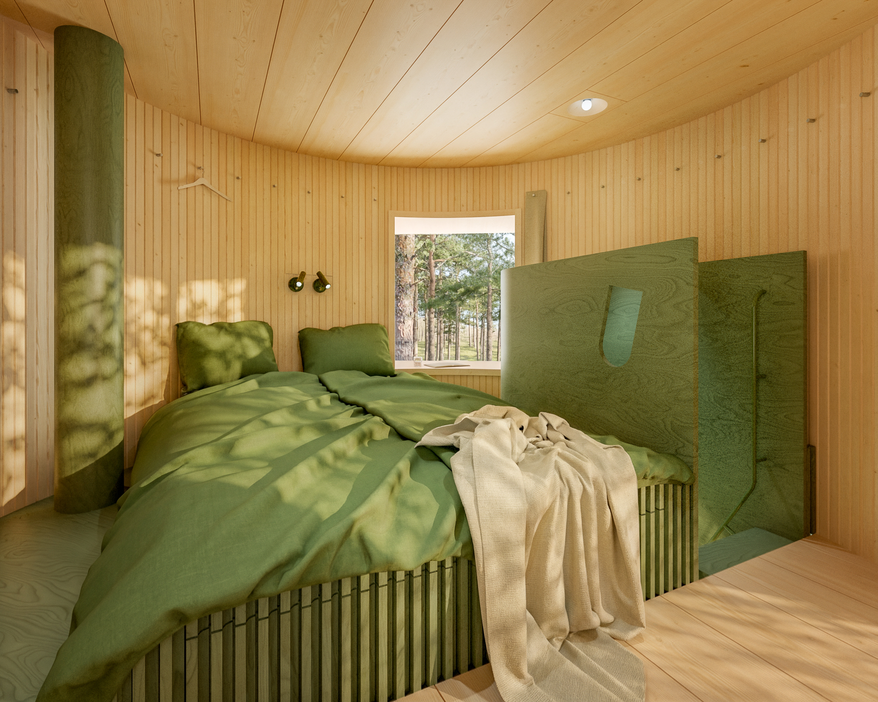 Guest bedroom in Oasis at Treehotel in Sweden
