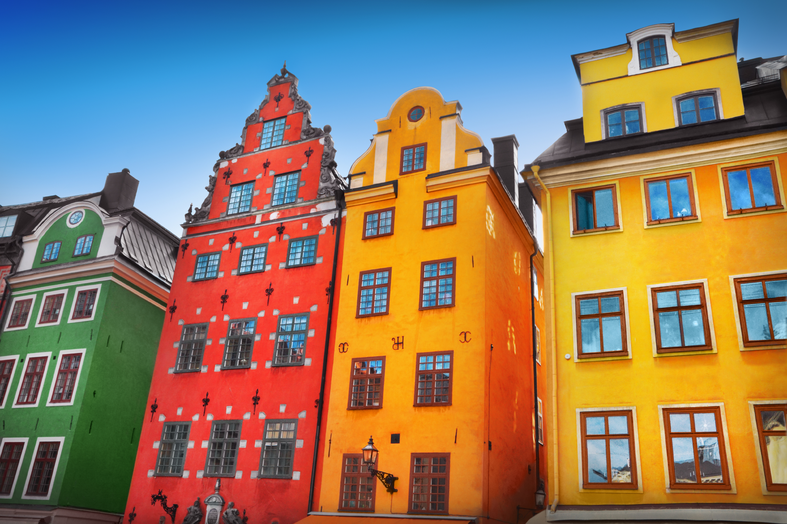 Houses on the island of Gamla Stan in Stockholm, Sweden