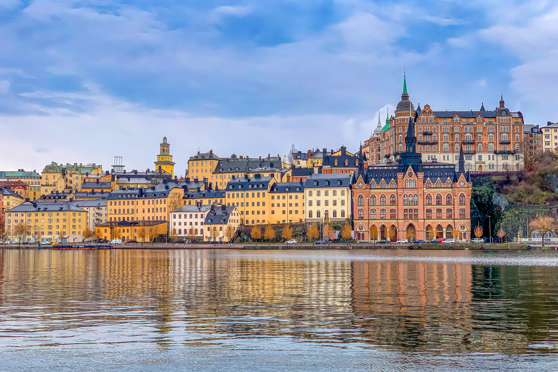 Colourful houses on the waterfront in Stockholm, Sweden