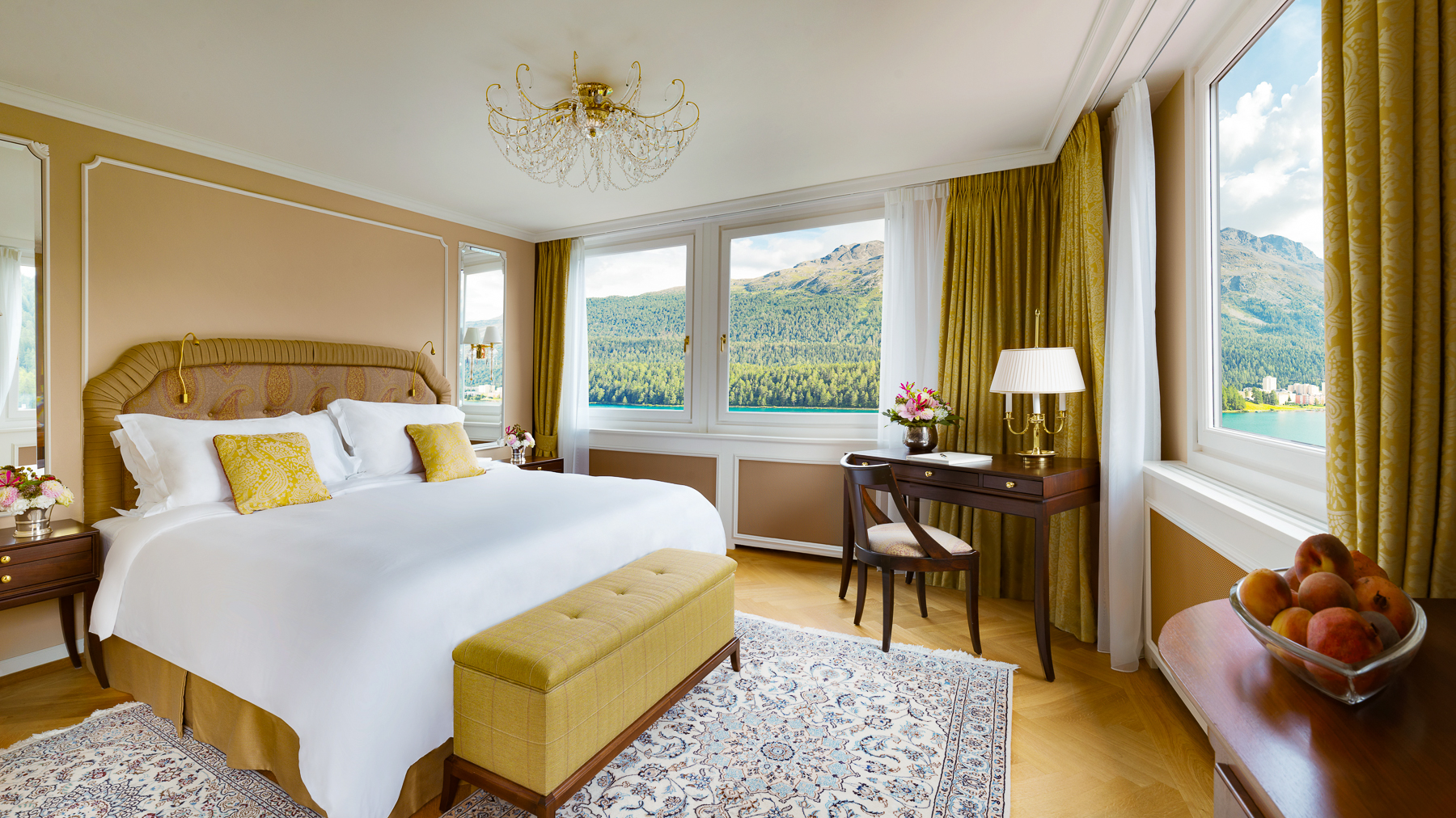 Lake view room at Badrutt's Palace in St Moritz