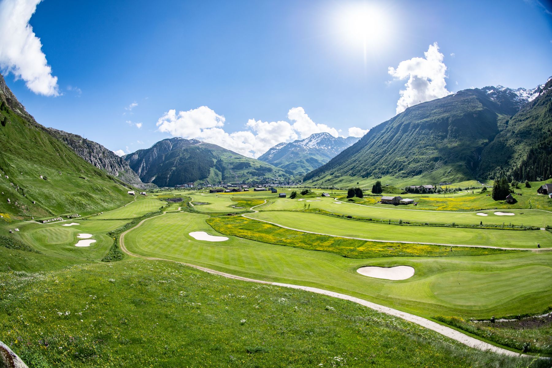 Fairway on the Andermatt golf course Switzerland