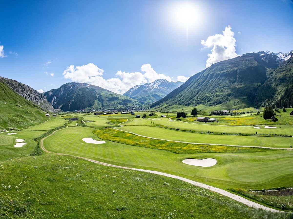 Fairway on the Andermatt golf course Switzerland