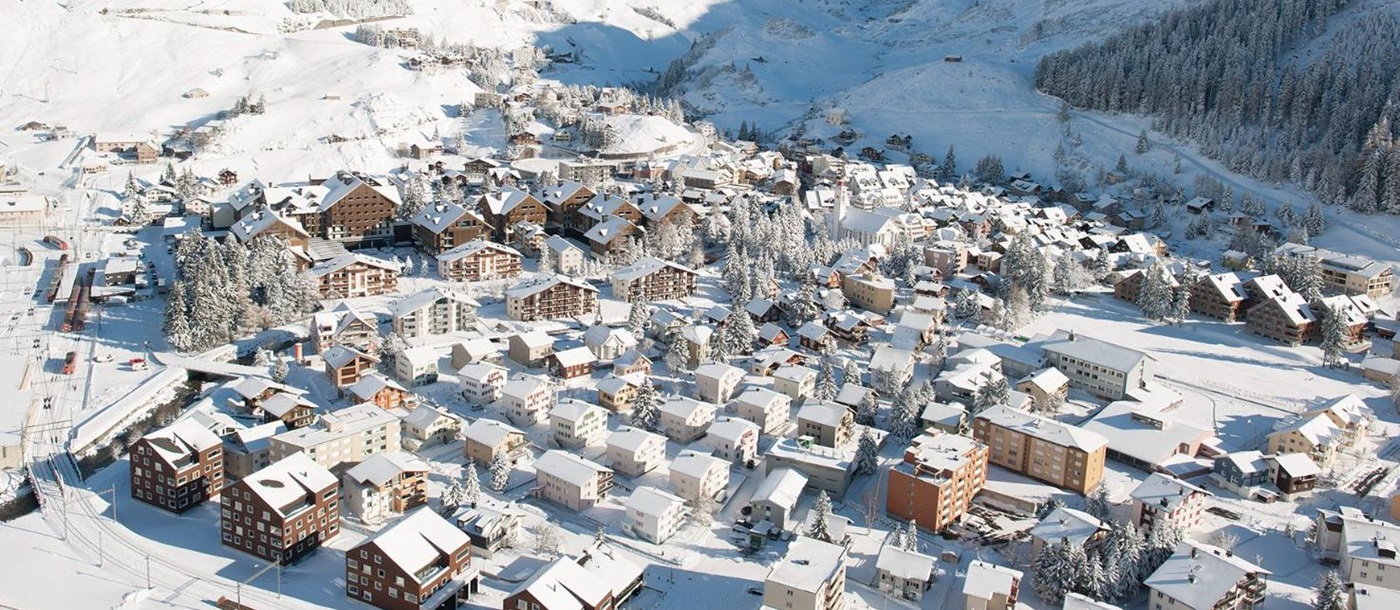 Luxury Chalet Resort in Switzerland The Chedi Andermatt Winter Village with Snowy Mountains 