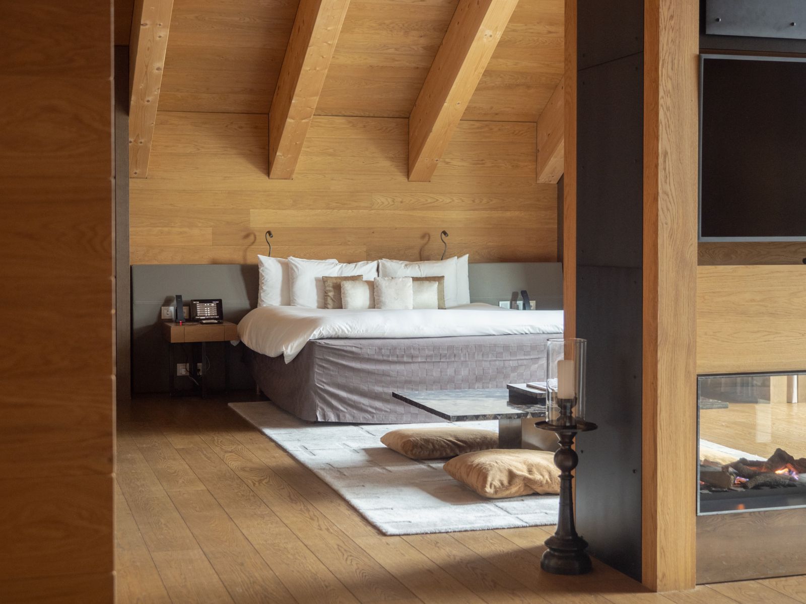 Luxury Resort Chedi Andermatt in Switzerland Gemsstock Suite with Natural Interiors