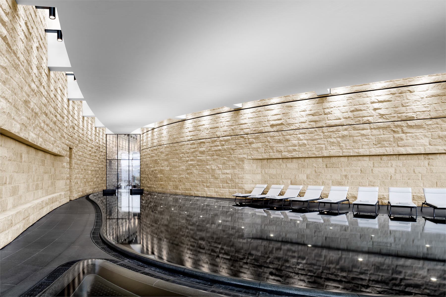 Indoor spa swimming pool at the Dolder Grand luxury hotel in Zurich