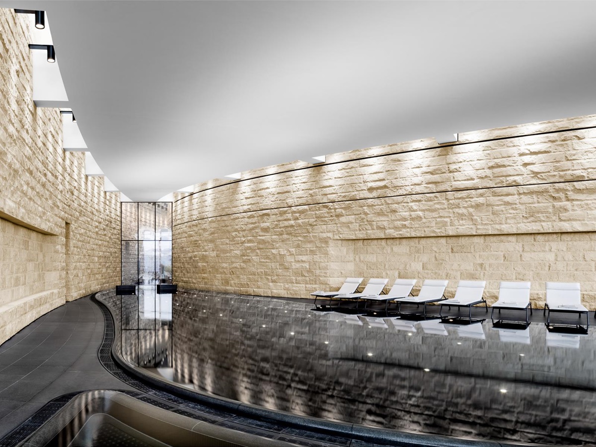 Indoor spa swimming pool at the Dolder Grand luxury hotel in Zurich