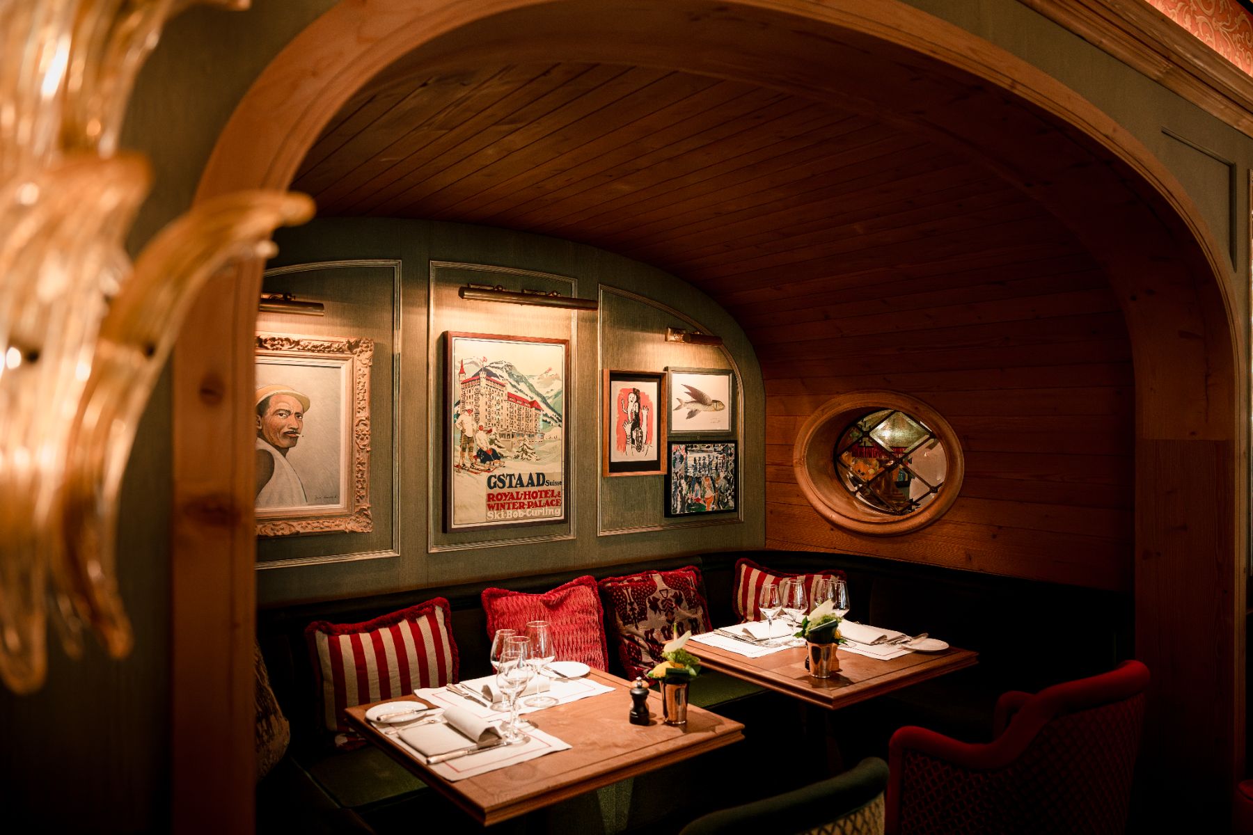 Le Grand restaurant at Gstaad Palace in Switzerland