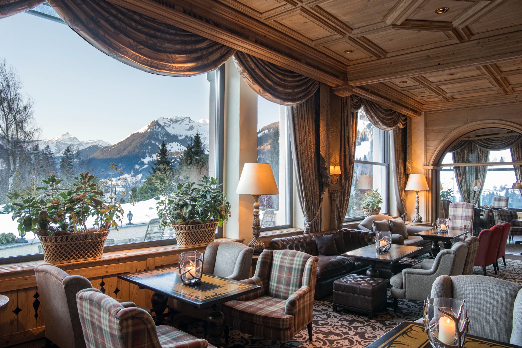 Lobby at Gstaad Palace in Switzerland