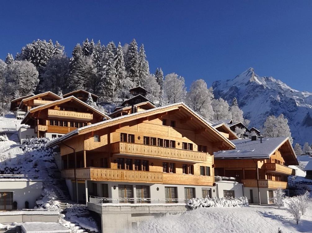 Chalets in the snow at Hotel Schweizerhof in Zermatt