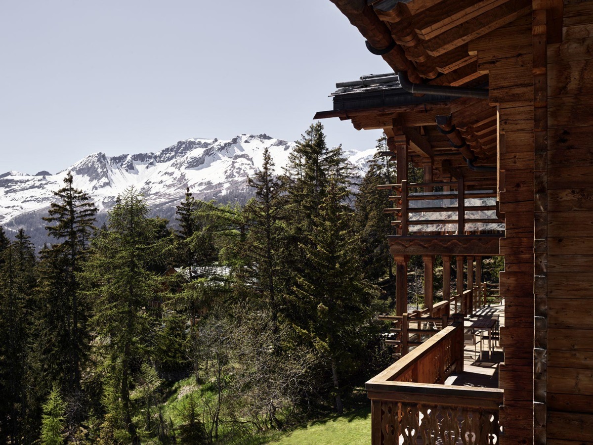 Balcony with view at Le Crans in Switzerland