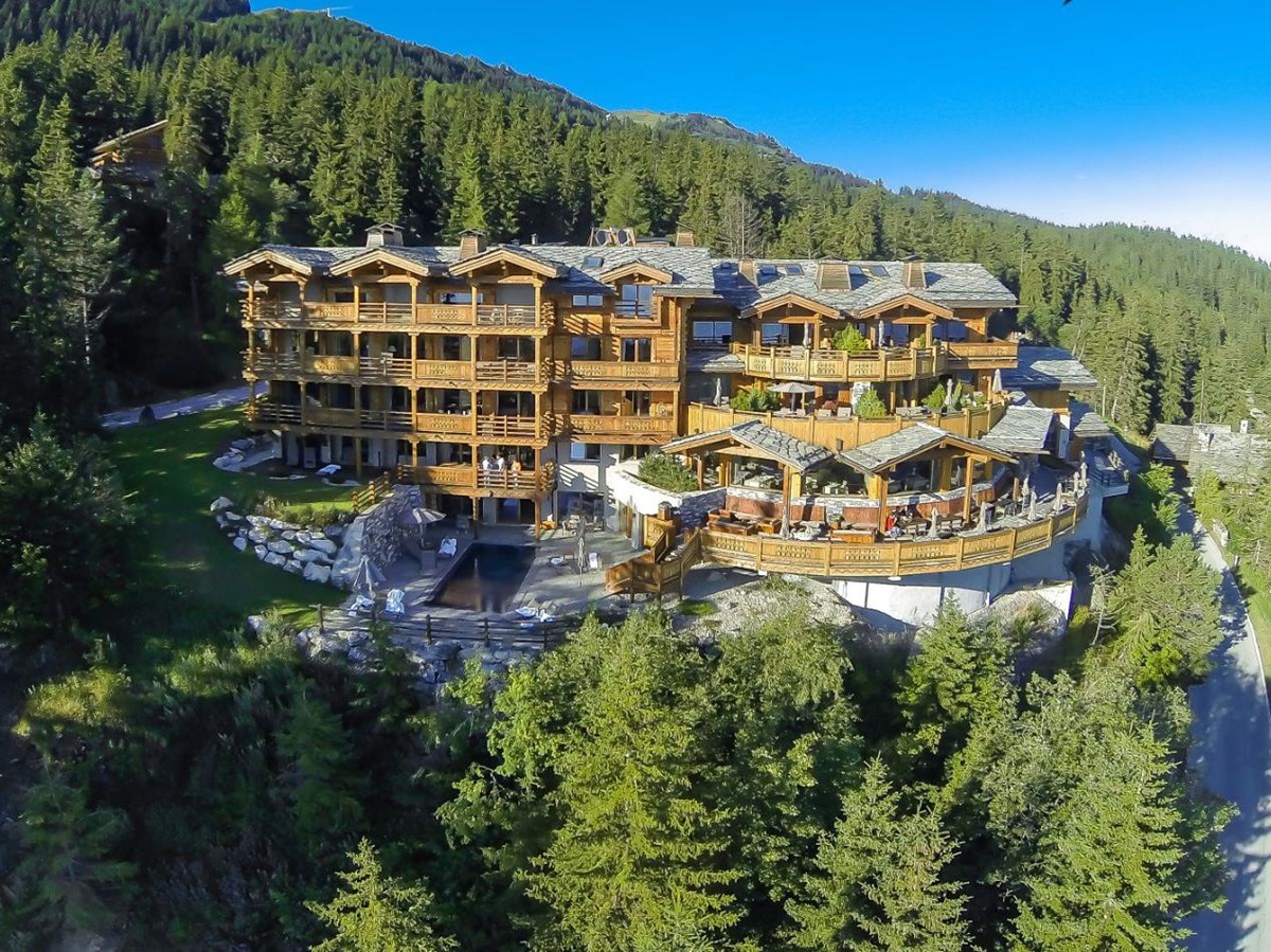 Exterior view of Le Crans in Switzerland during summer