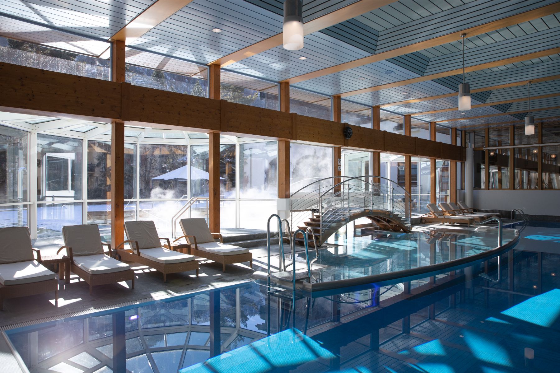 Indoor spa swimming pool at Mont Cervin Palace in Zermatt