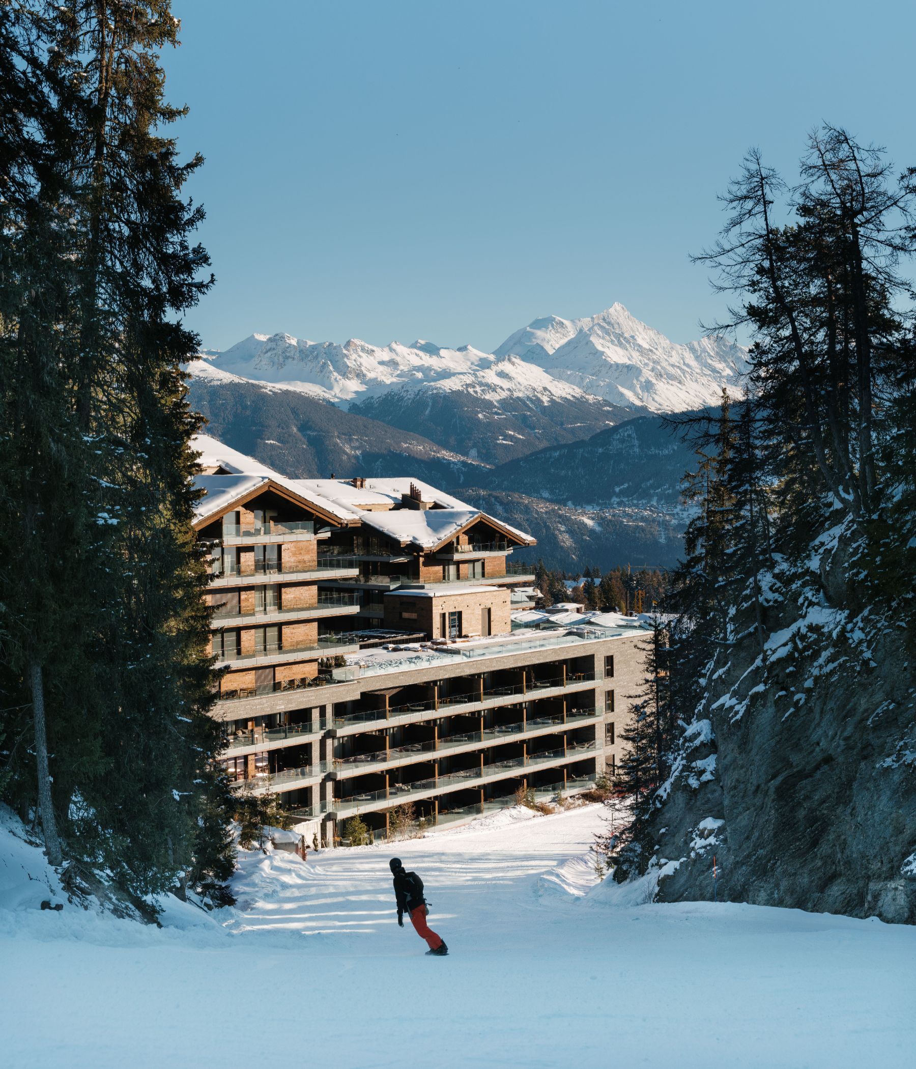 Skiing out of Six Senses Crans Montana