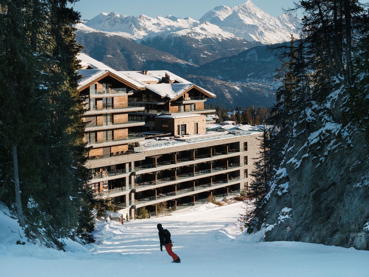 Skiing out of Six Senses Crans Montana