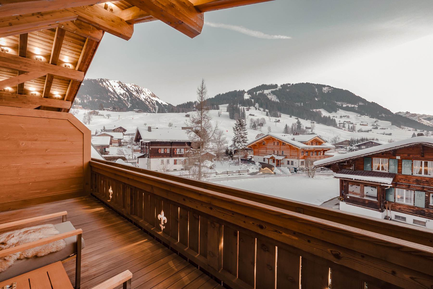 Balcony of Ultima Hotel Gstaad in Switzerland