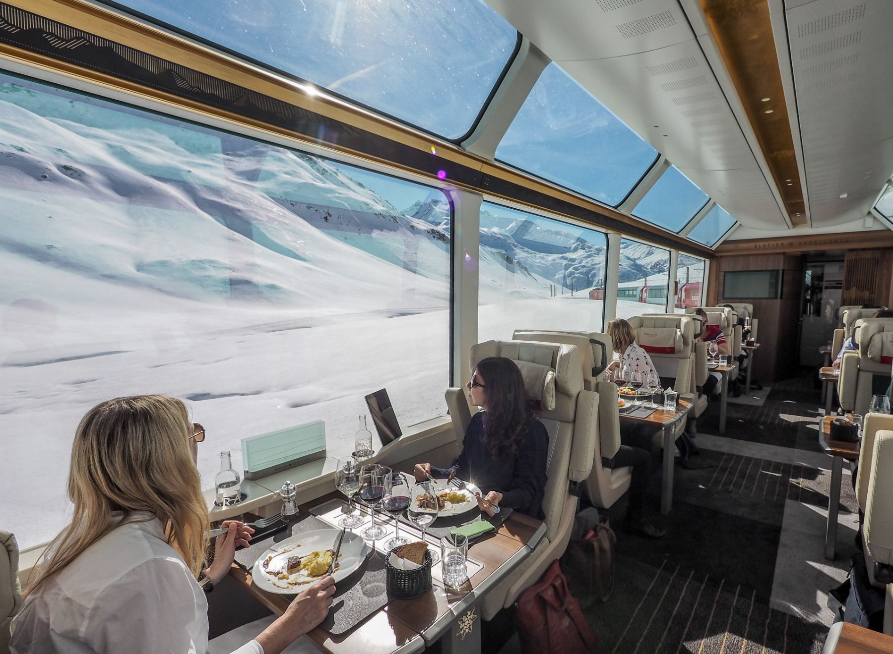 Dining on the Glacier Express in Switzerland