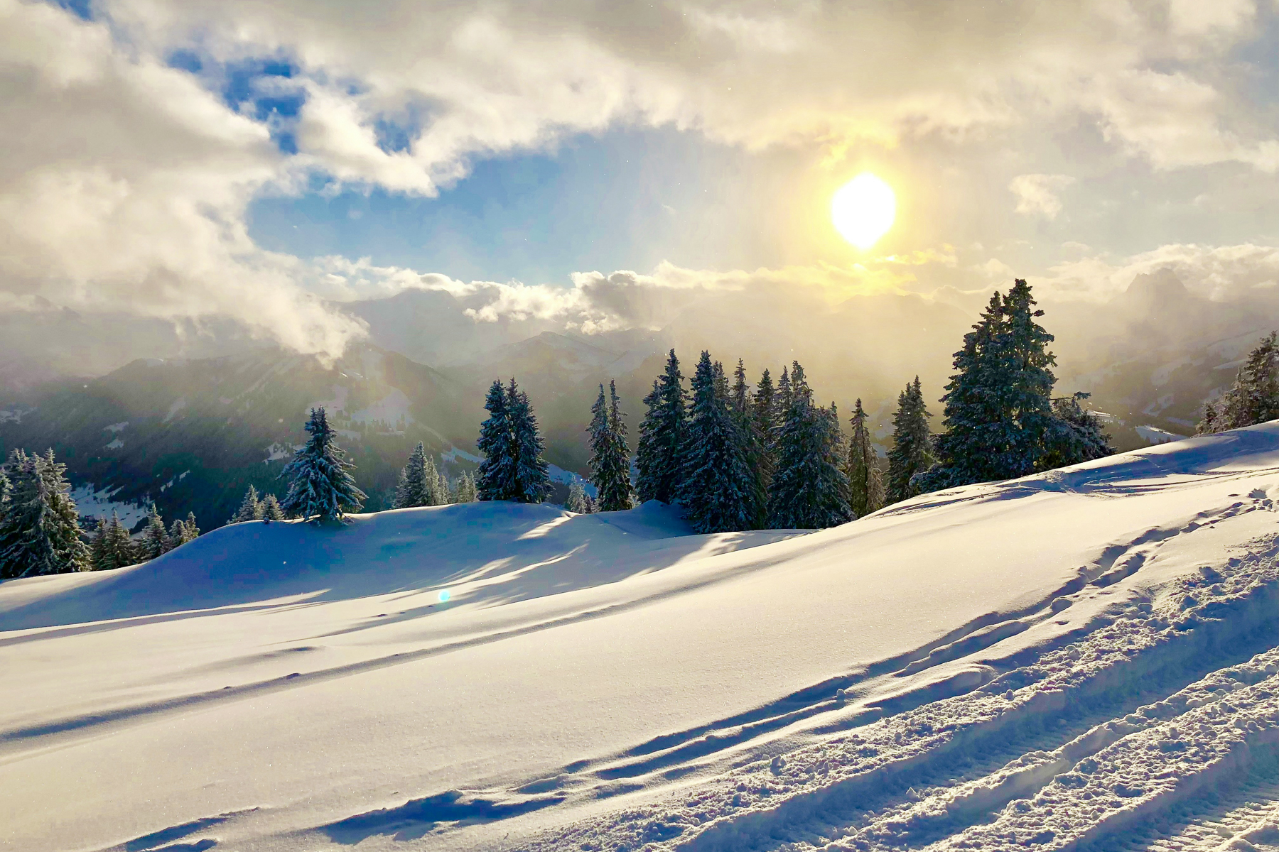 Snow on the slopes of Gstaad