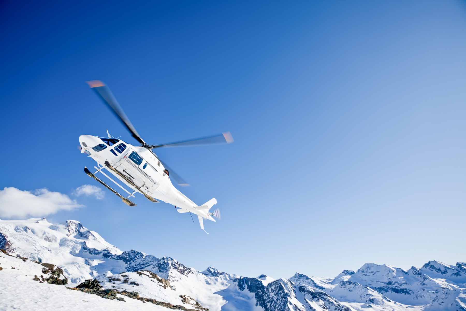 Heli flight over the Swiss Alps