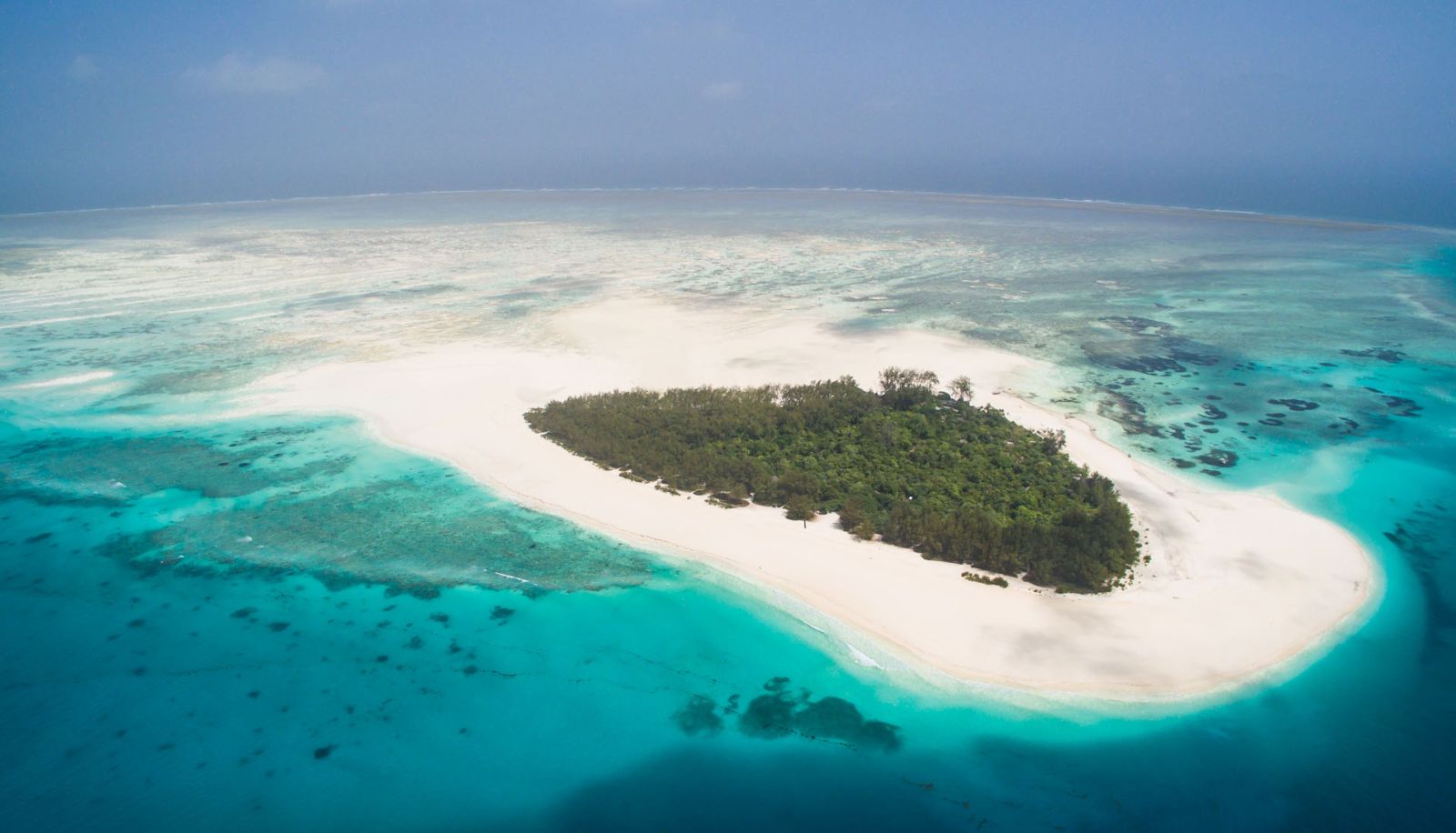 Aerial view of andBeyond Mnemba Island Lodge, Zanzibar