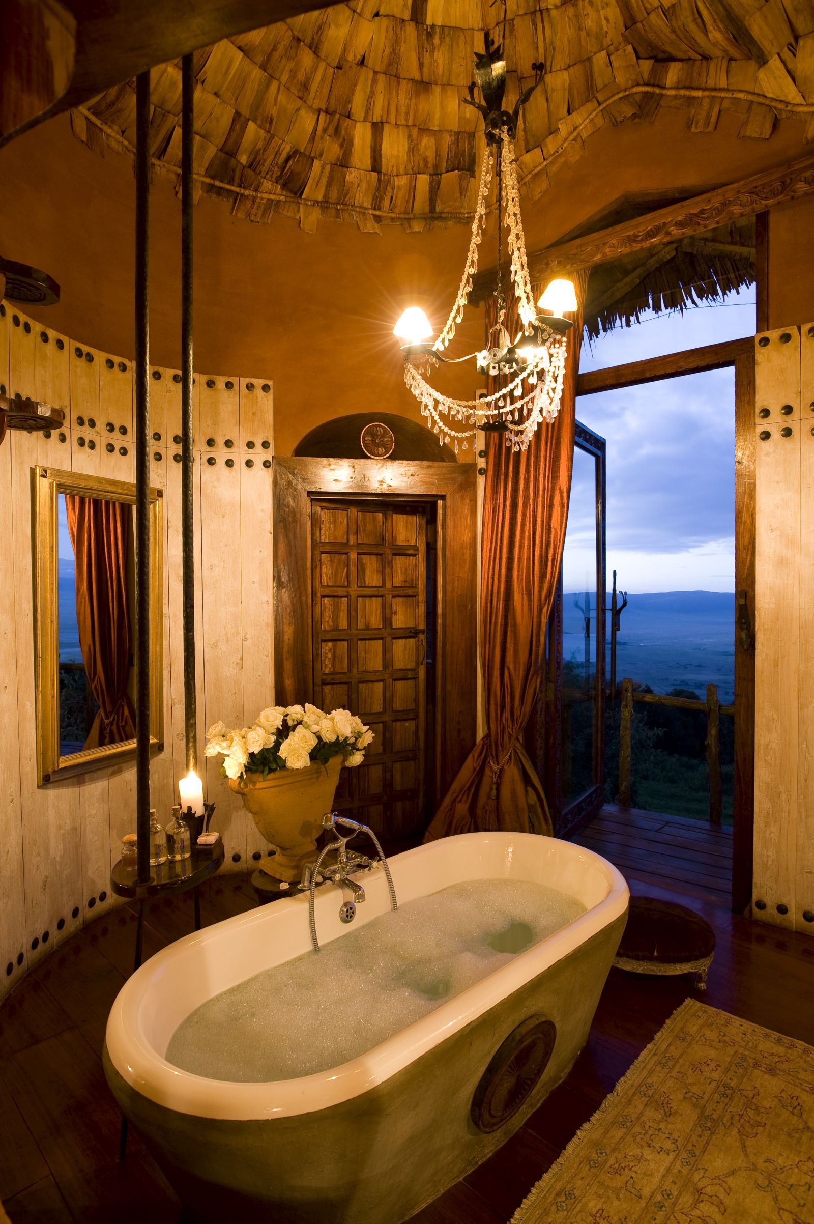 Bath at &beyond Ngorongoro Crater Lodge in Tanzania 