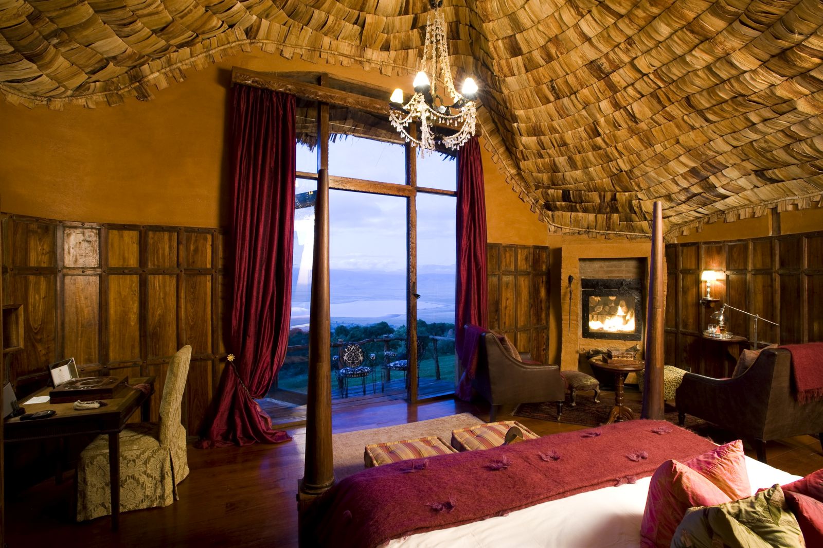 View from bedroom at &beyond Ngorongoro Crater Lodge in Tanzania 