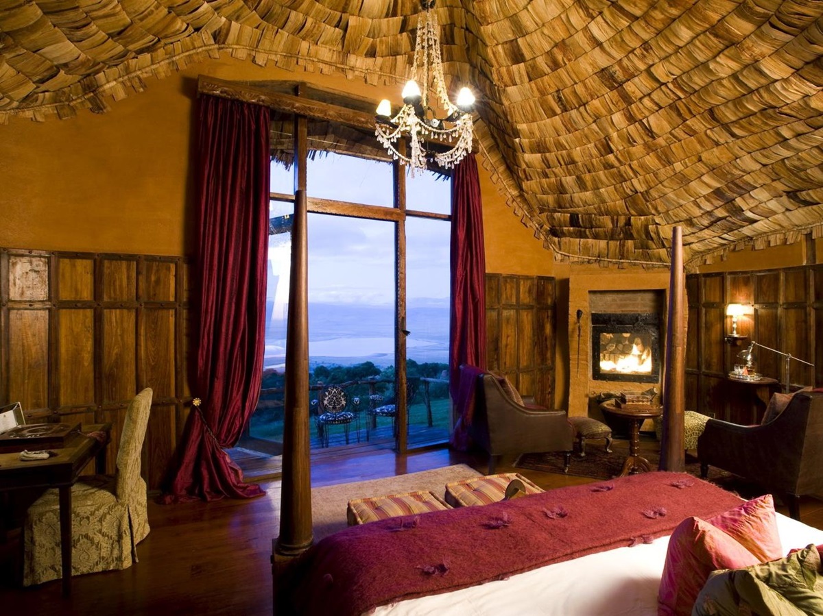 View from bedroom at &beyond Ngorongoro Crater Lodge in Tanzania