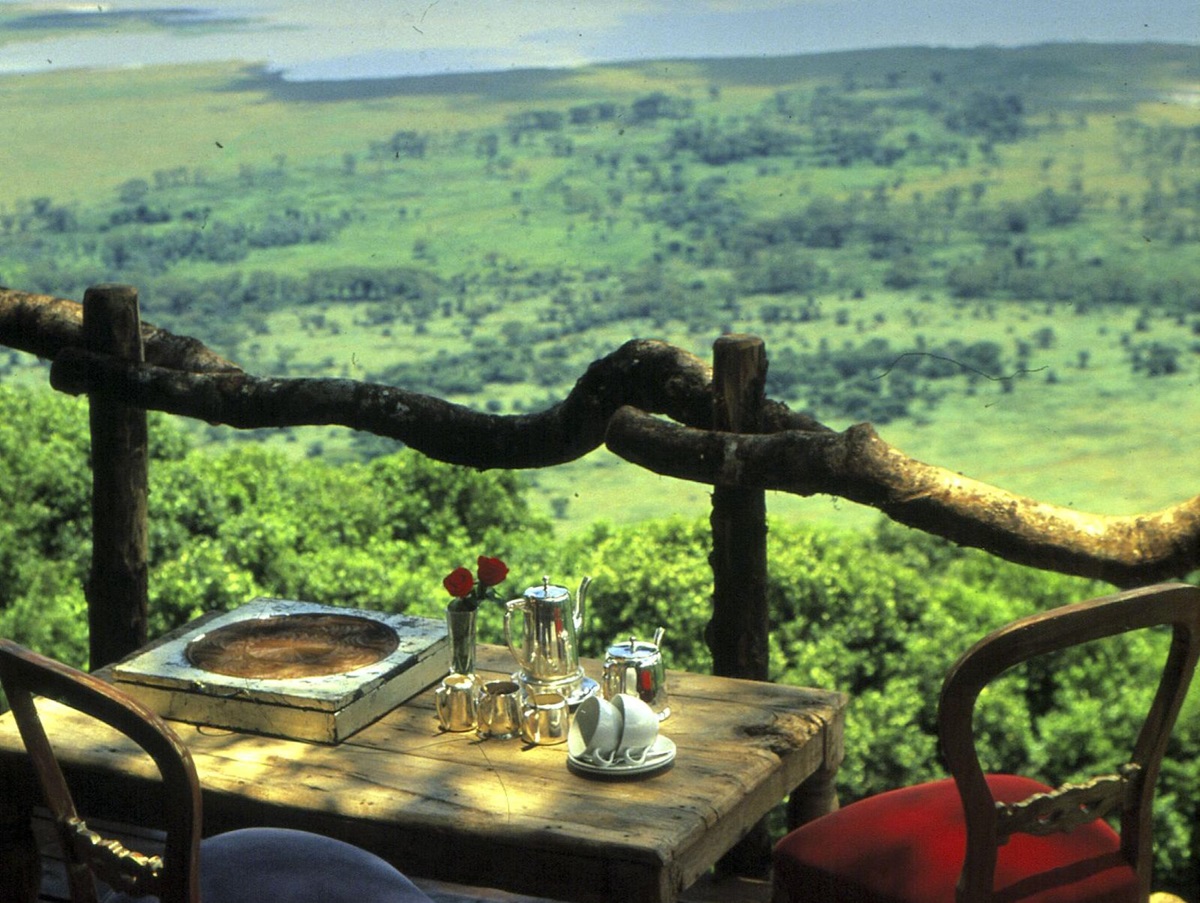Dining deck at &beyond Ngorongoro Crater Lodge in Tanzania