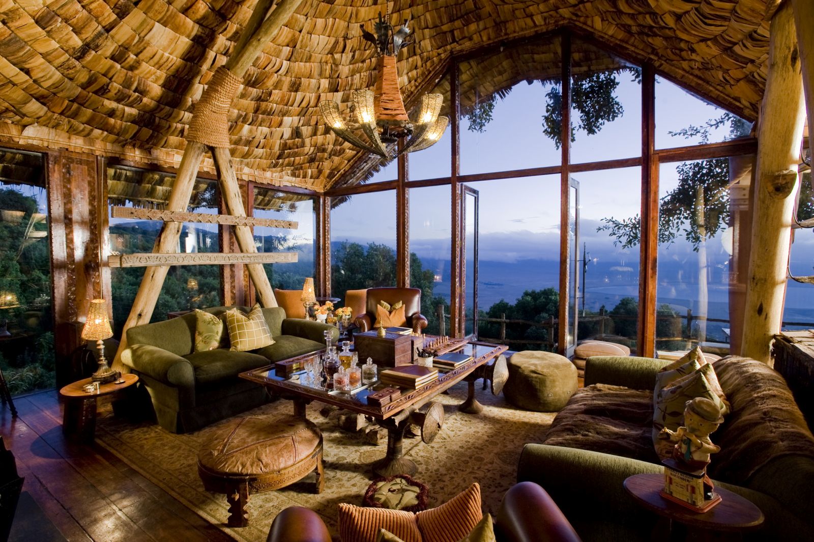View from sitting area at &beyond Ngorongoro Crater Lodge in Tanzania 