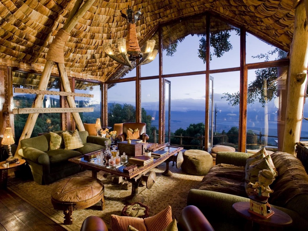 View from sitting area at &beyond Ngorongoro Crater Lodge in Tanzania