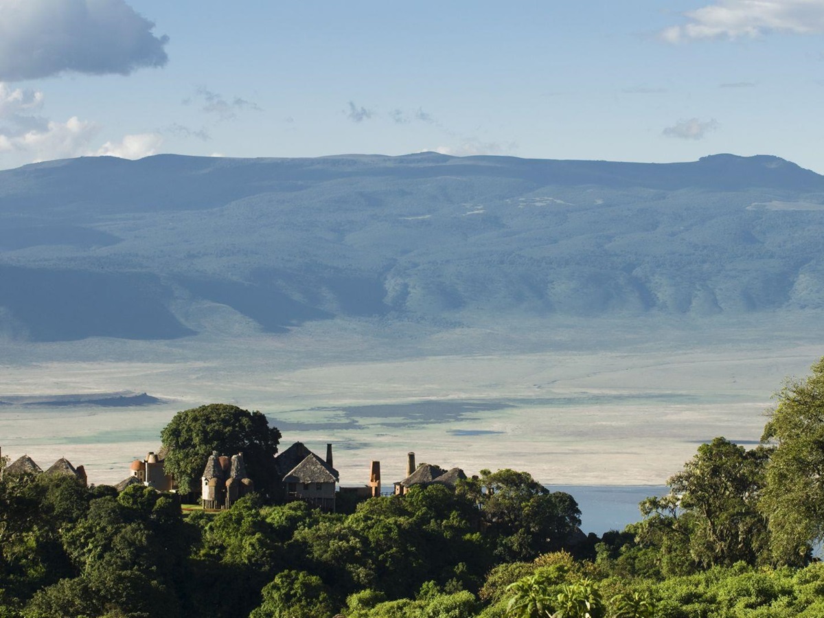 View from lodge at &beyond Ngorongoro Crater Lodge in Tanzania