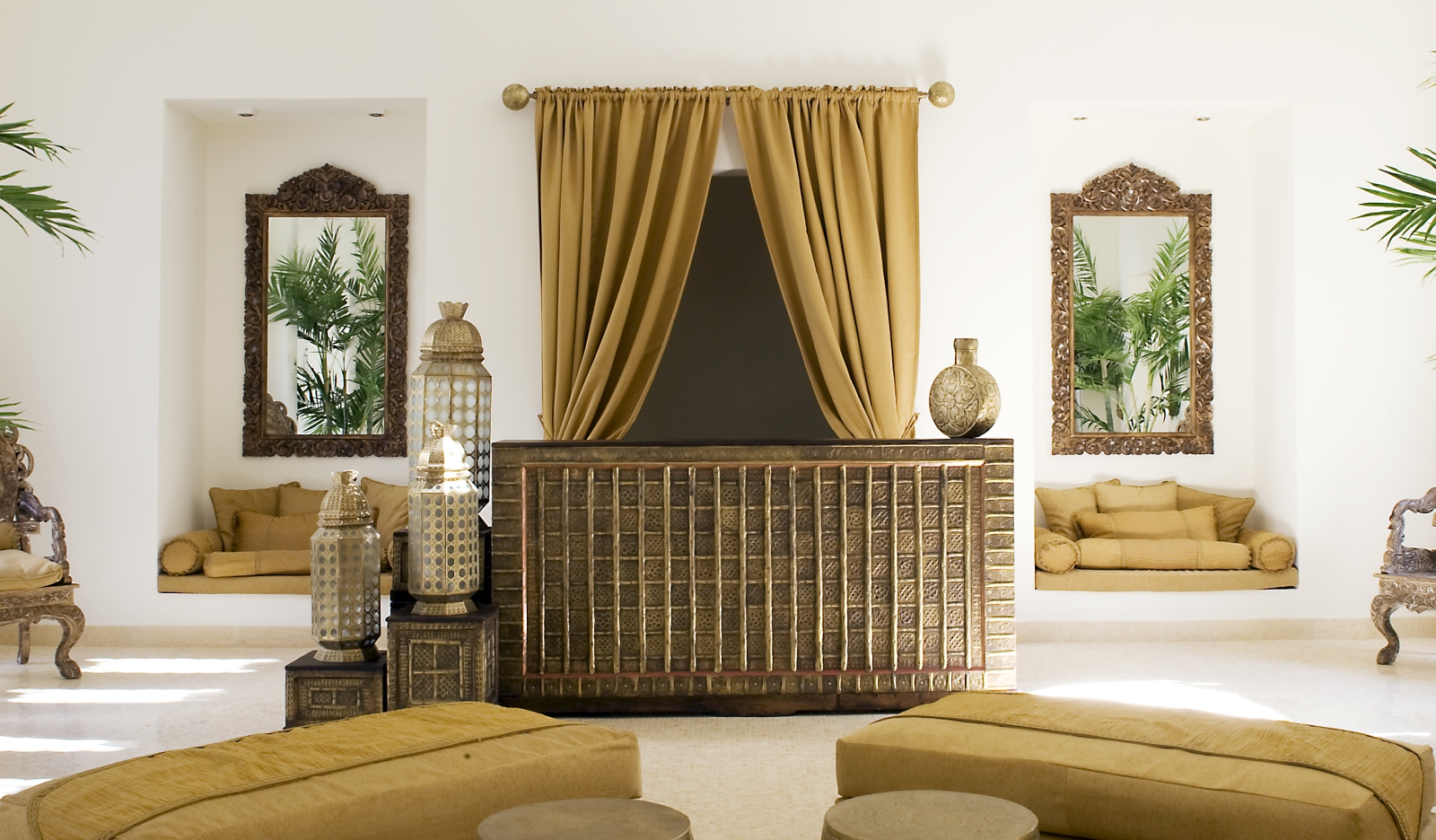 Reception area with gold features at Baraza Resort