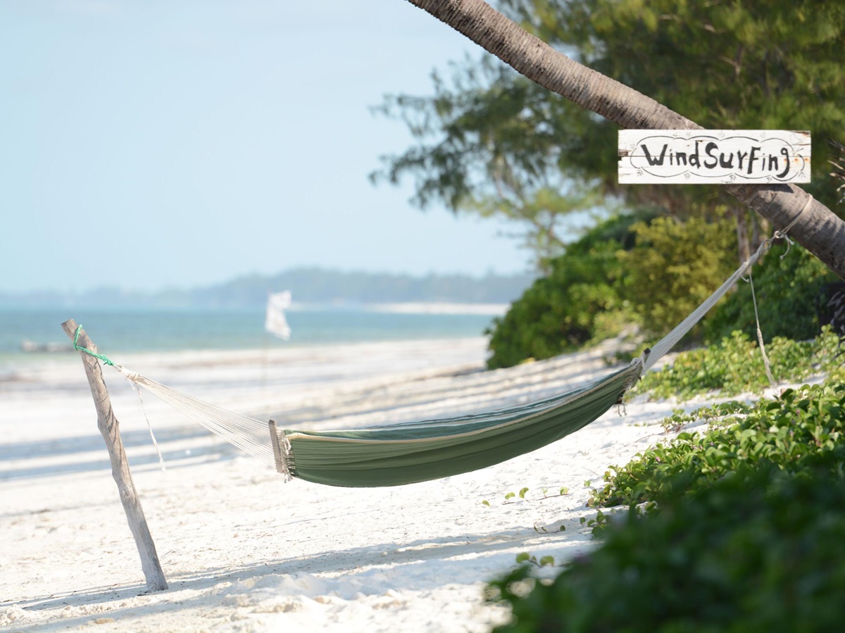 A hammock on the beach at Breezes Beach Club