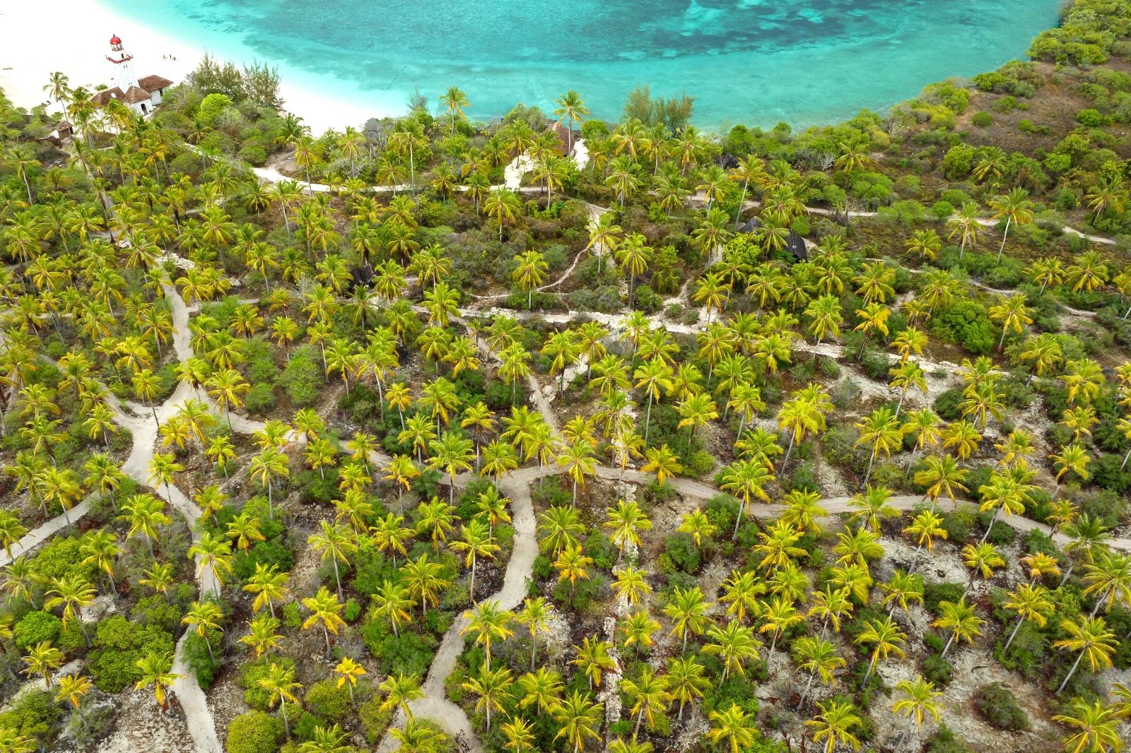 Aerial view of Fanjove Island in the Songo Songo archipelago in Tanzania