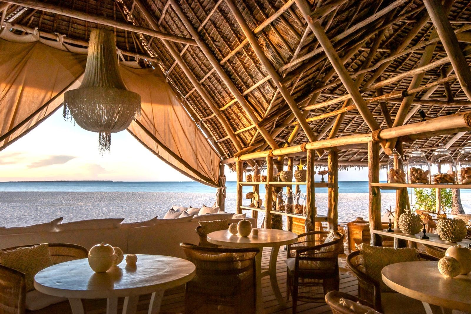 Bar overlooking the ocean at Fanjove Island in the Songo Songo archipelago in Tanzania