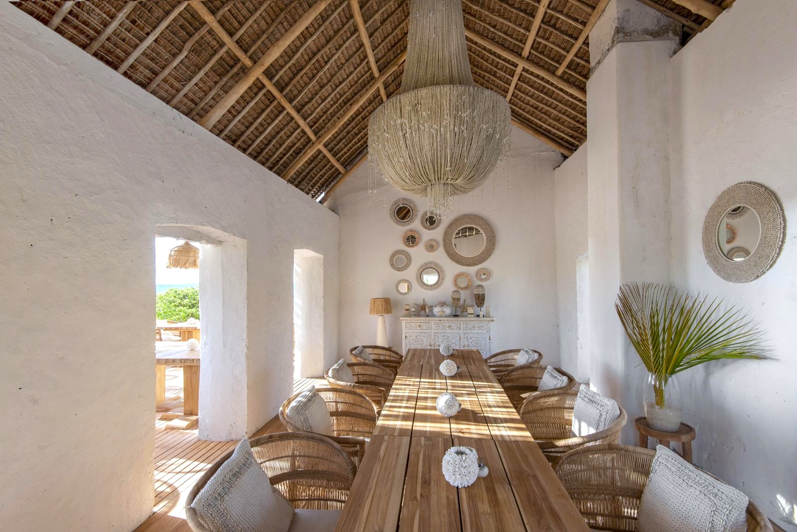 Interior dining table at Fanjove Island in the Songo Songo archipelago in Tanzania