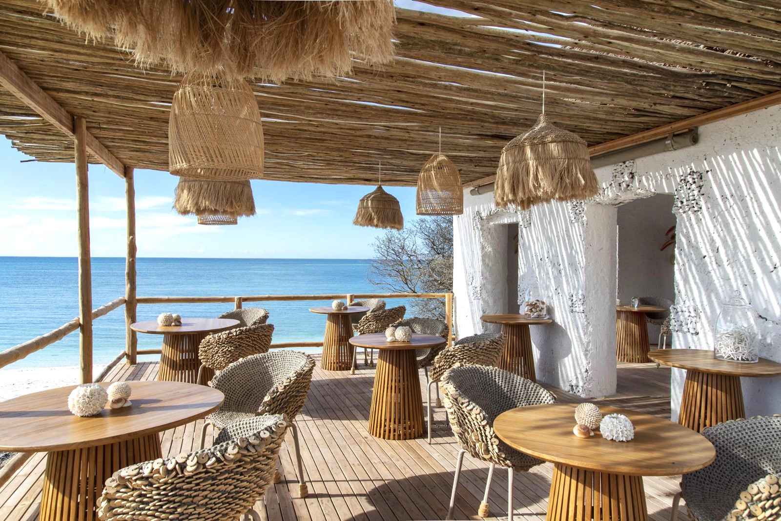 Restaurant overlooking the ocean at Fanjove Island in the Songo Songo archipelago in Tanzania