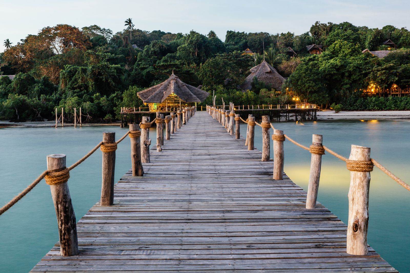 Jetty at luxury hotel Fundu Lagoon on Zanzibar