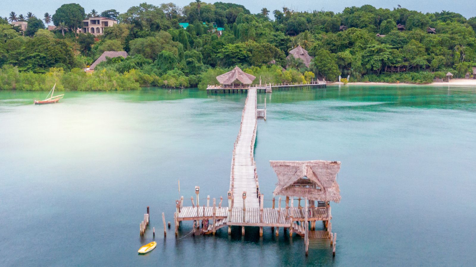 Jetty at luxury hotel Fundu Lagoon on Zanzibar