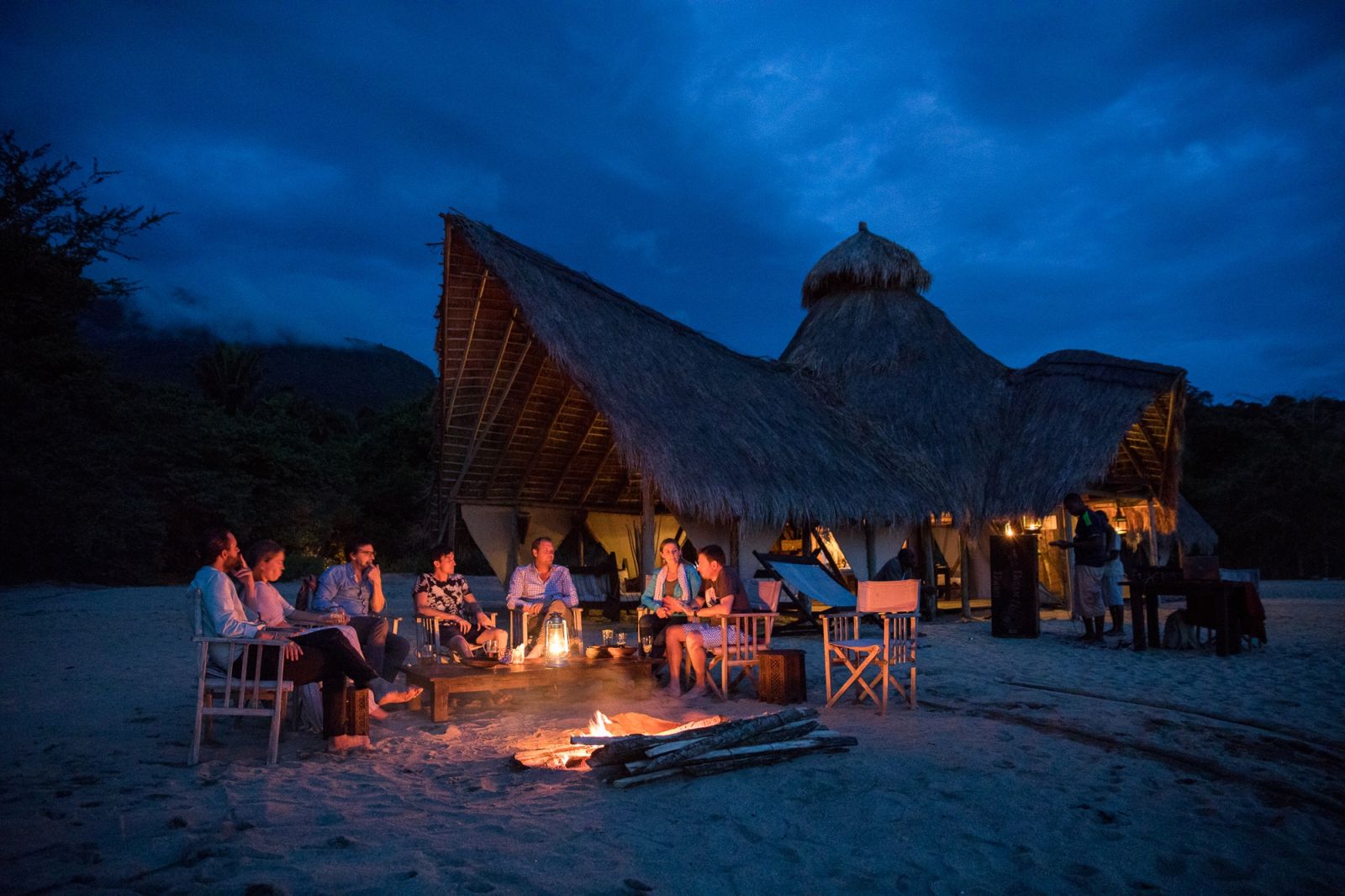 Campfire at night at Greystroke Mahale in Tanzania 