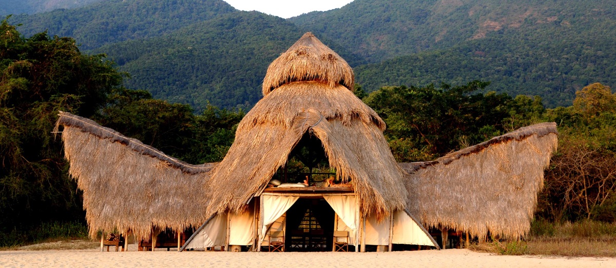 A traditional hut at Greystoke Mahale in Tanzania