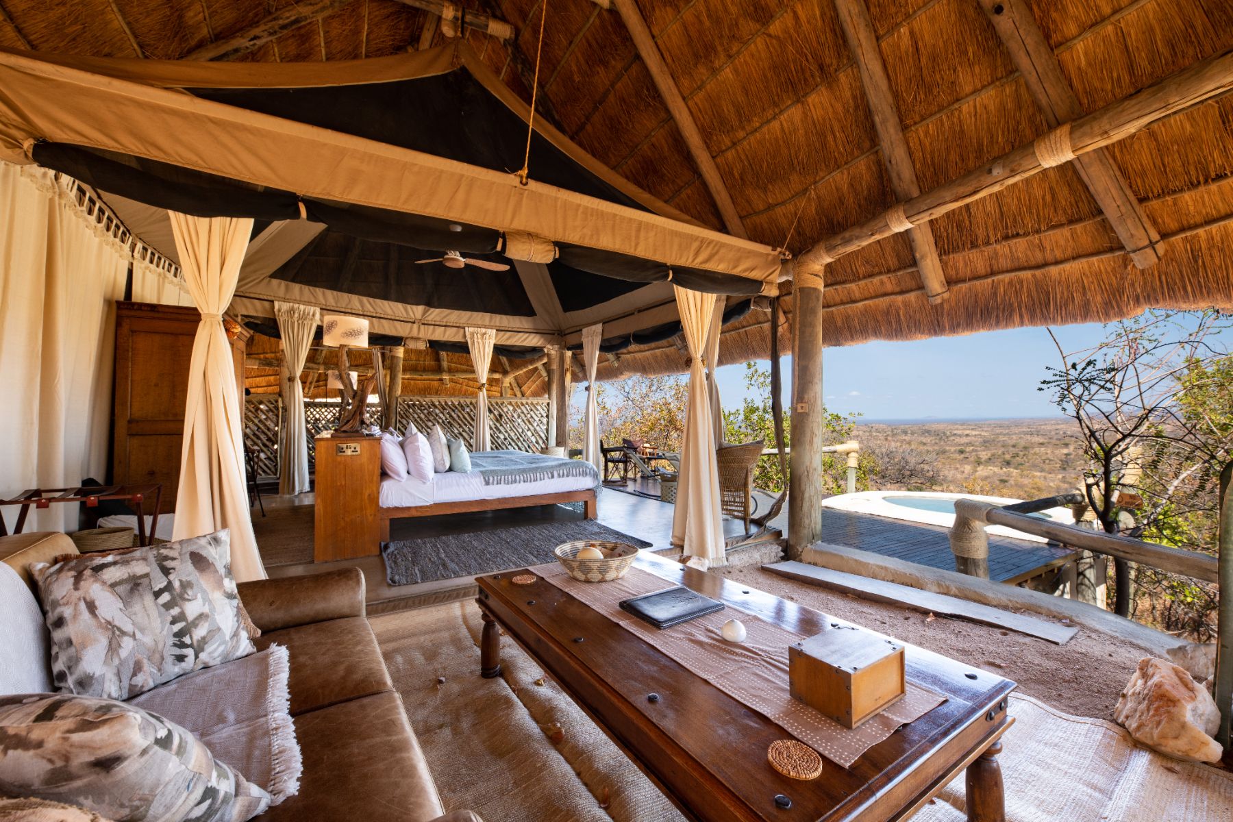 Tent bedroom at Ikuka Safari Camp in the Ruaha National Park