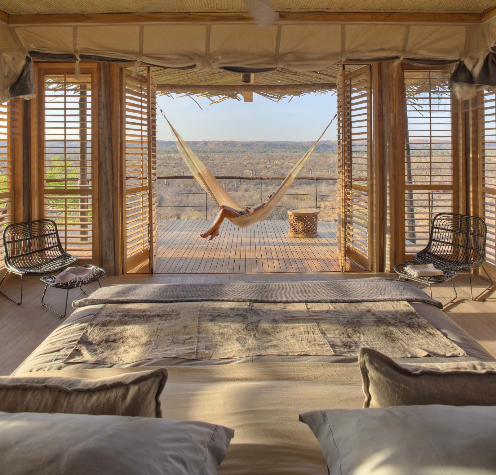 Hammock and view at Jabali Ridge in Tanzania 
